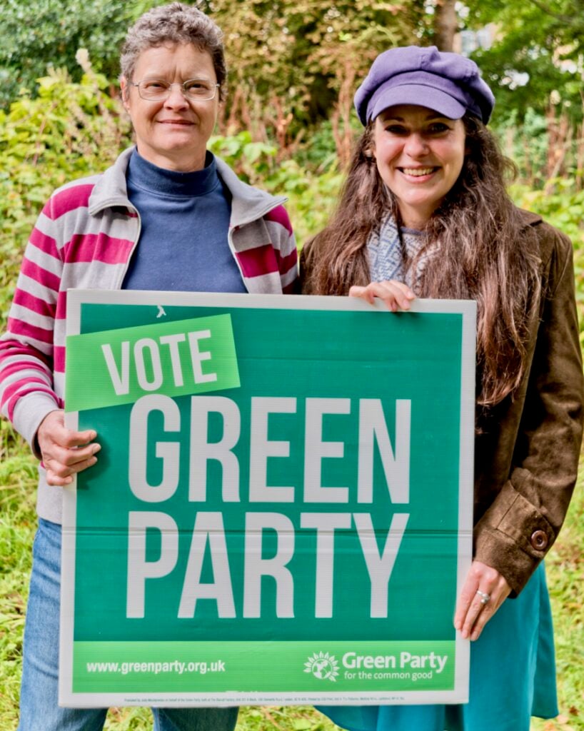 Picture of Bury Green Party Coordinator, Charlie Allen, with former Deputy Leader of Green Party of England and Wales, Amelia Womack.