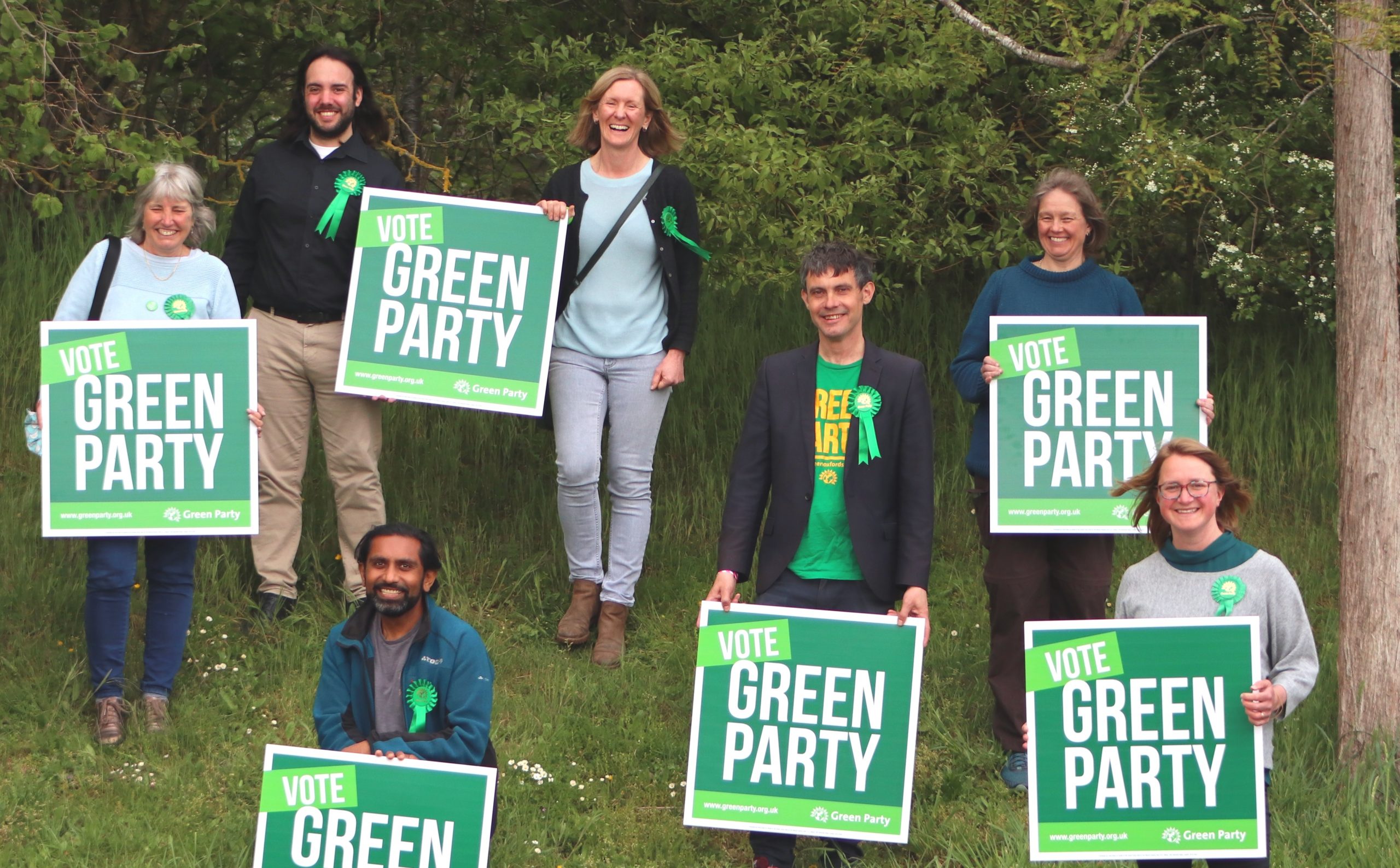 South and Vale Greens holding Vote Green Party placards