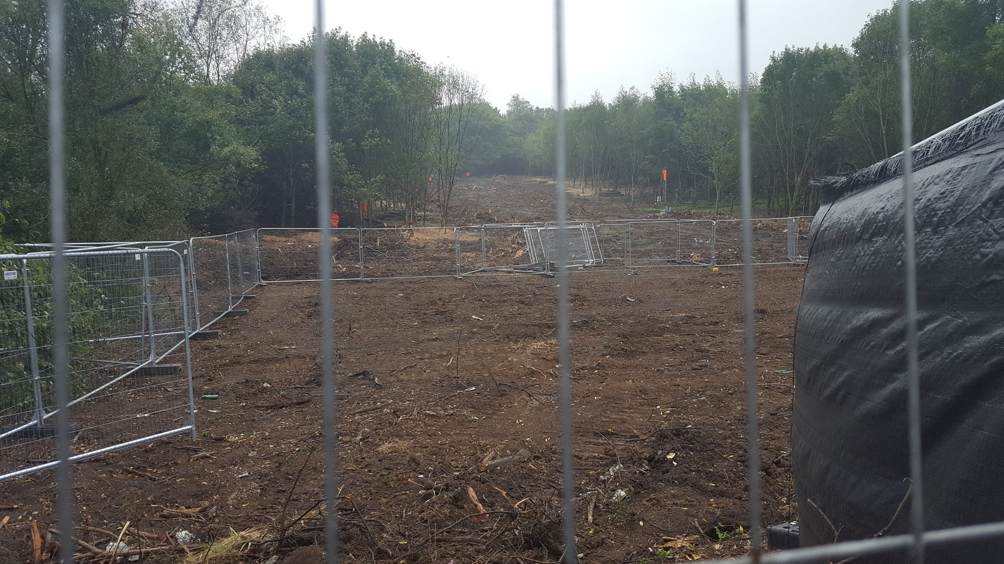 View through fence at HS2 site near Harefield